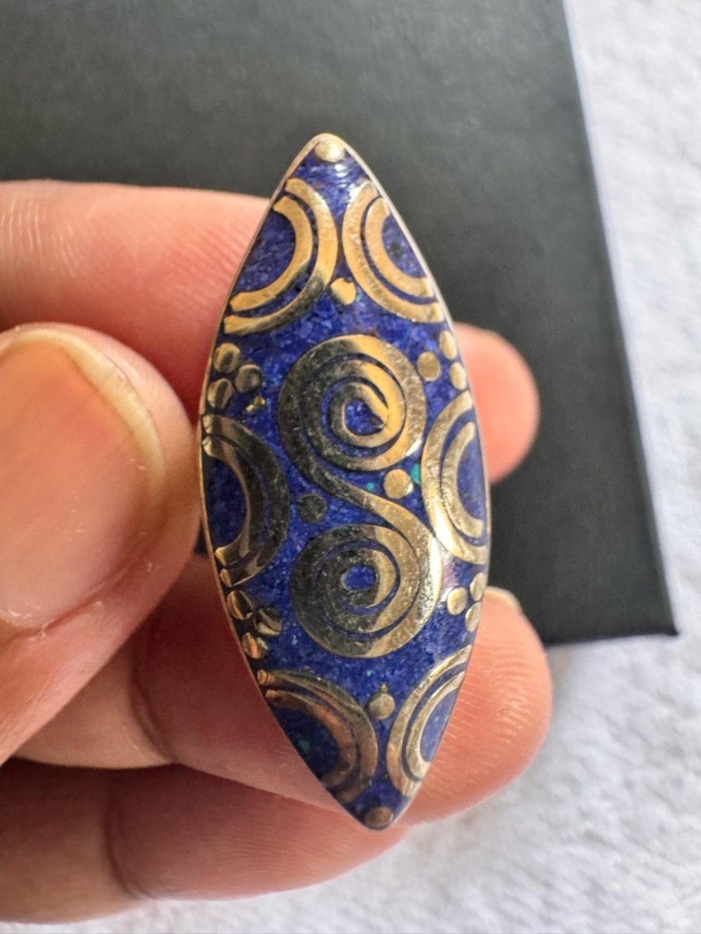 Blue and Silver Swirl Marquise Ring Stone - Women Jewelry